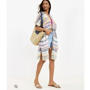 Loft Striped XS S Swimsuit Coverup Small Waist Tie Womens Cover Up NWT